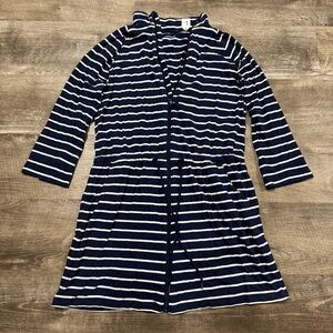 Lands End Full Zip Striped Beach Coverup Dress Size Large